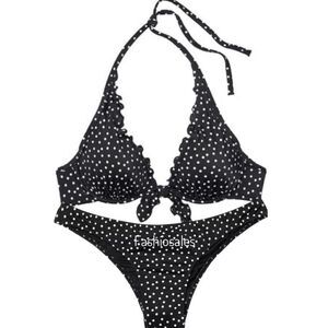 Victorias Secret Swim Capri Ruffle Bikini top Removable Push Up & Bottoms Set
